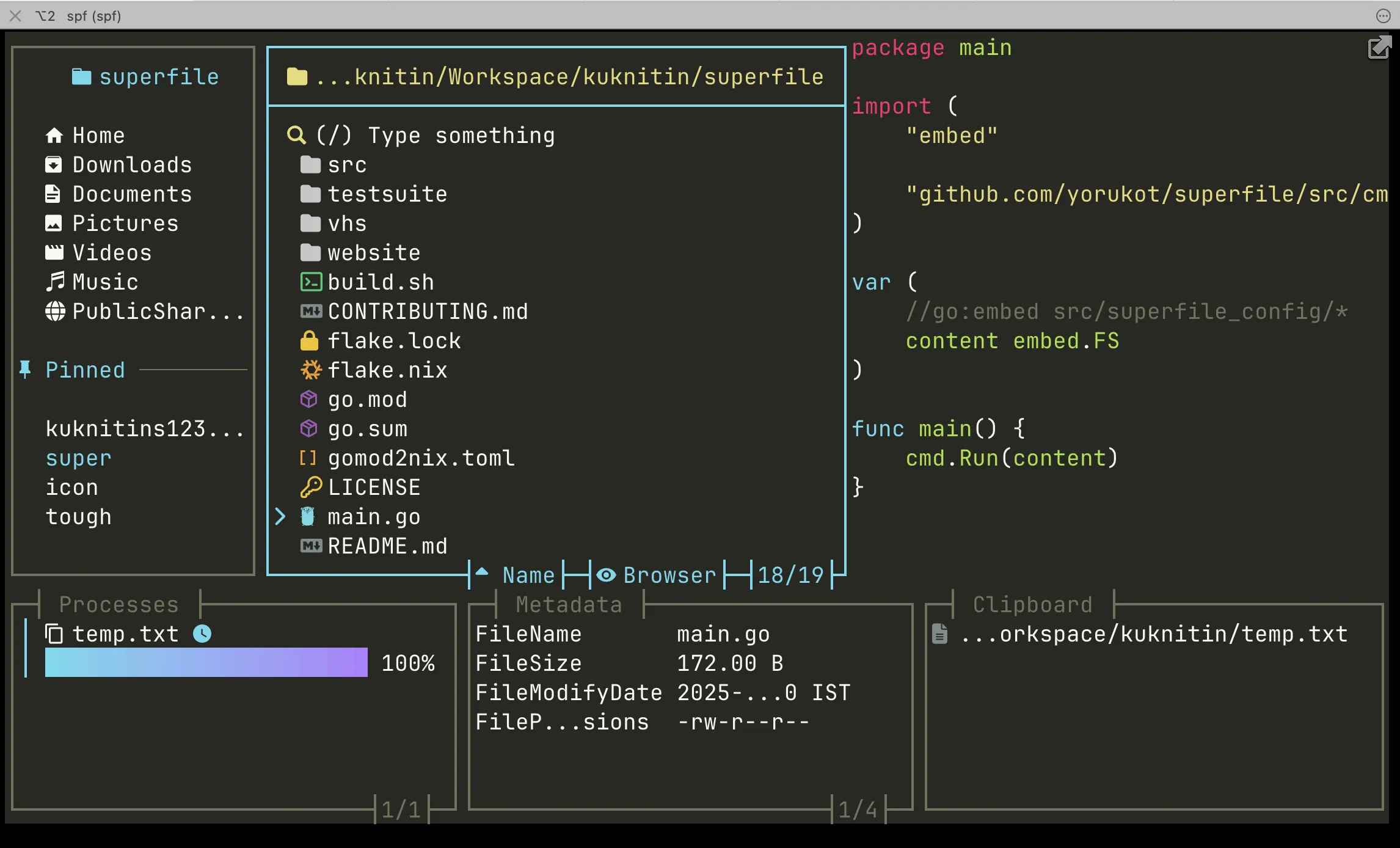 Full view of superfile